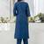 Chanderi silk navy blue casual wear embroidery work kurta set