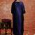 Cotton silk blend navy blue party wear zari work kurta set
