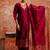 Cotton silk blend red party wear zari work kurta set