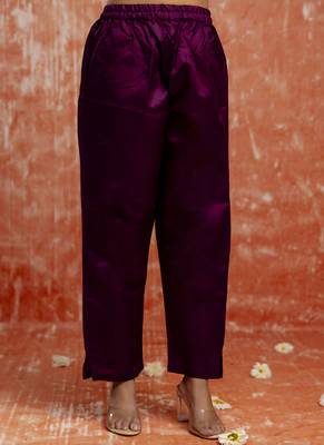 Cotton silk blend wine party wear zari work kurta set 4
