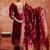 Cotton silk blend red party wear zari work kurta set