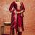 Cotton silk blend red party wear zari work kurta set