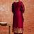 Cotton silk blend red party wear zari work kurta set
