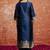 Cotton silk blend navy blue party wear zari work kurta set