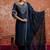 Viscose rayon navy blue casual wear embroidery work kurta set