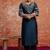 Viscose rayon navy blue casual wear embroidery work kurta set