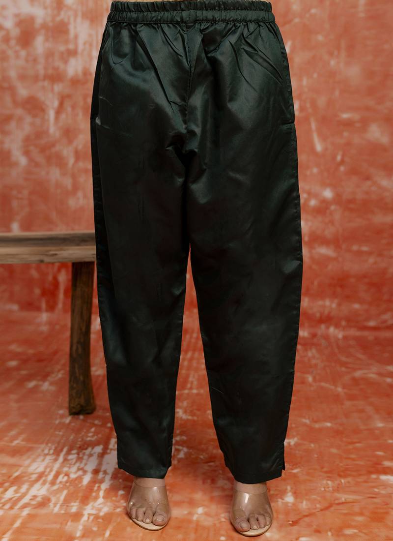 Cotton silk blend dark green party wear zari work kurta set