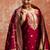 Cotton silk blend red party wear zari work kurta set