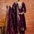 Cotton silk blend wine party wear zari work kurta set