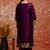 Cotton silk blend wine party wear zari work kurta set