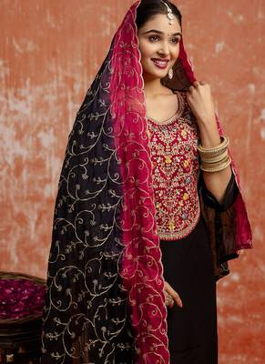Viscose black party wear embroidery work kurta set 2