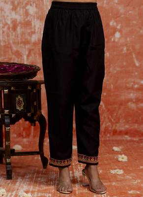 Viscose black party wear embroidery work kurta set 3