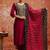 Viscose red party wear embroidery work kurta set
