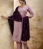 Silk blend pink party wear embroidery work kurta set