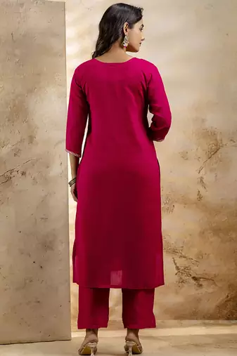 Silk blend pink party wear embroidery work kurta set
