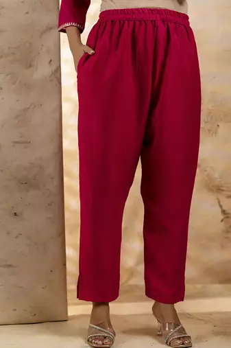 Silk blend pink party wear embroidery work kurta set