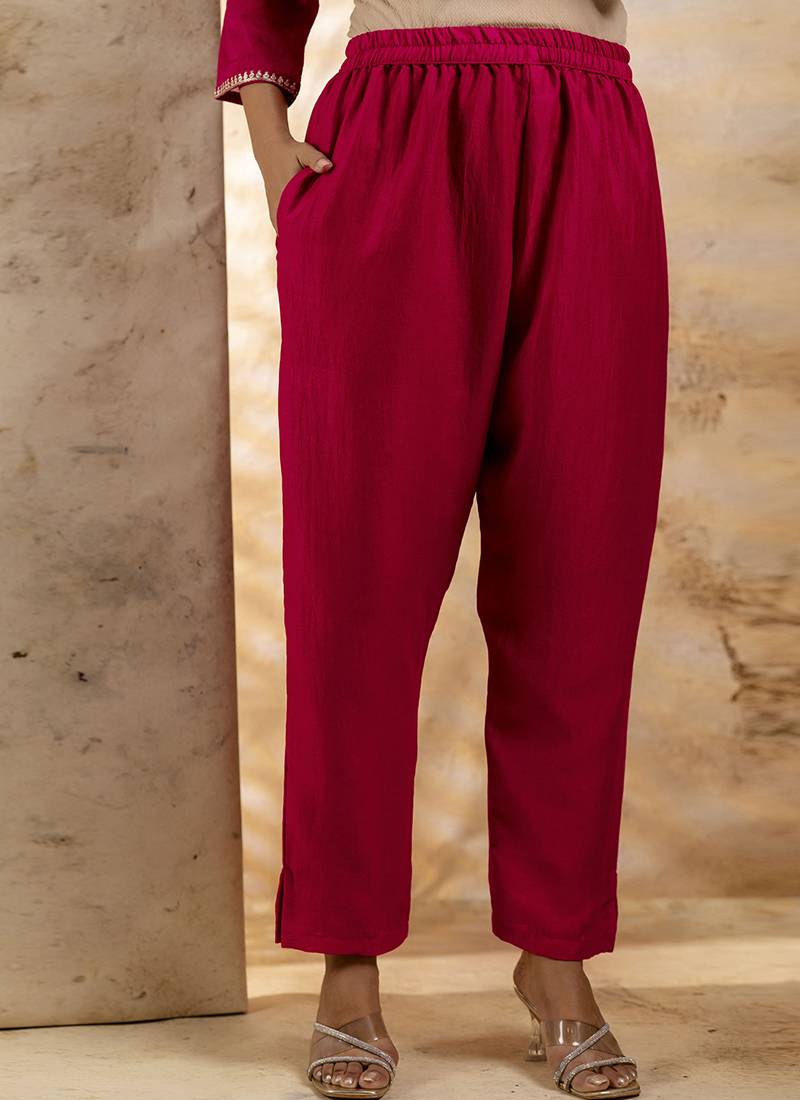 Silk blend pink party wear embroidery work kurta set