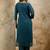 Silk blend teal party wear embroidery work kurta set