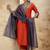 Viscose rayon orange casual wear embroidery work kurta set