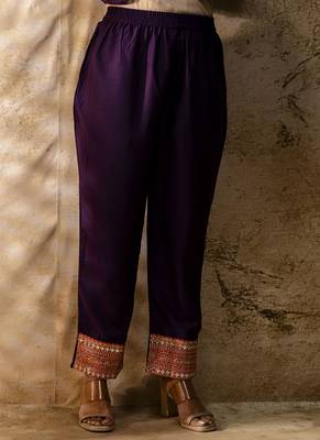 Viscose rayon violet casual wear embroidery work kurta set 4
