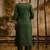 Silk blend dark green casual wear embroidery work kurta set