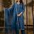 Silk blend navy blue casual wear embroidery work kurta set