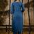 Silk blend navy blue casual wear embroidery work kurta set