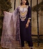 Viscose wine festival wear embroidery work kurta set