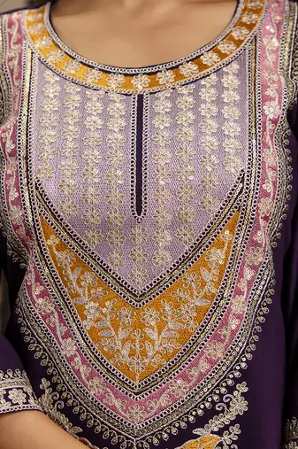 Viscose wine festival wear embroidery work kurta set
