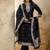 Cotton blend black party wear weaving work kurta set
