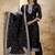 Cotton blend black party wear weaving work kurta set