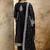 Cotton blend black party wear weaving work kurta set