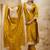 Cotton blend mustard party wear weaving work kurta set