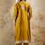 Cotton blend mustard party wear weaving work kurta set
