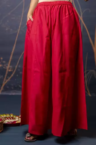 Silk blend red designer wear embroidery work readymade anarkali suit