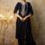 Velvet blue party wear embroidery work kurta set