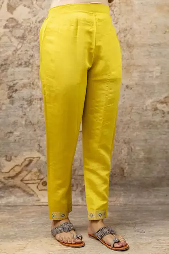 Silk blend yellow party wear embroidery work kurta set