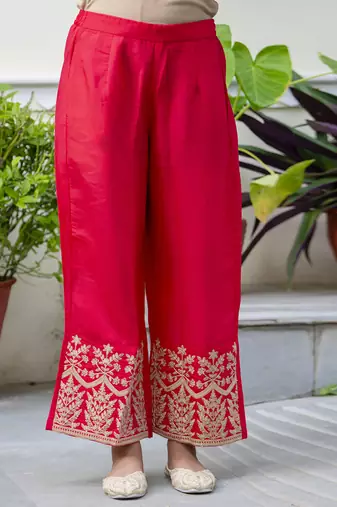 Silk blend pink party wear embroidery work kurta set