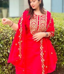 Silk blend pink party wear embroidery work kurta set