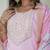 Silk blend baby pink party wear embroidery work kurta set