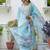 Silk blend sky blue party wear embroidery work kurta set