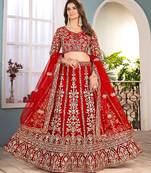 Red Sequins & Codding Work Lehenga Choli with Dupatta