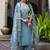 Silk blend blue party wear embroidery work kurta set