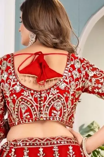 Red Sequins & Codding Work Lehenga Choli with Dupatta