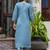 Silk blend blue party wear embroidery work kurta set