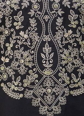 Silk blend black party wear embroidery work kurta set 2