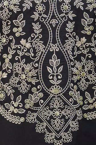 Silk blend black party wear embroidery work kurta set