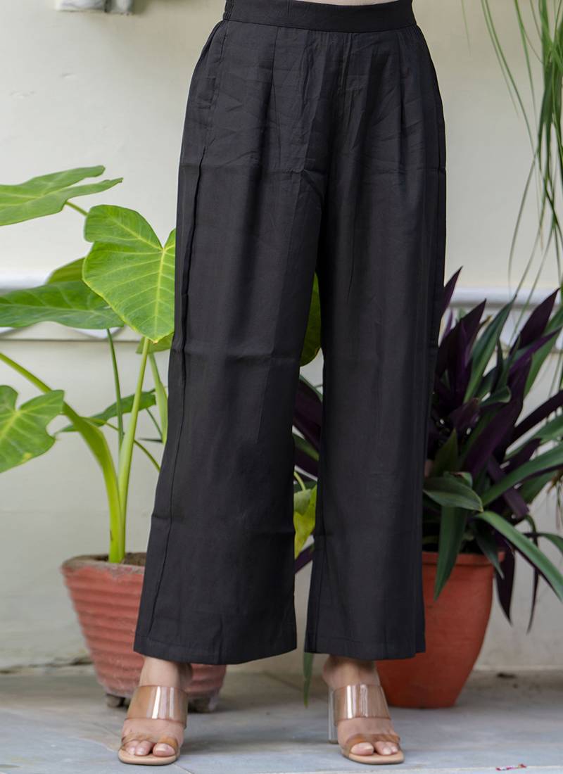 Silk blend black party wear embroidery work kurta set