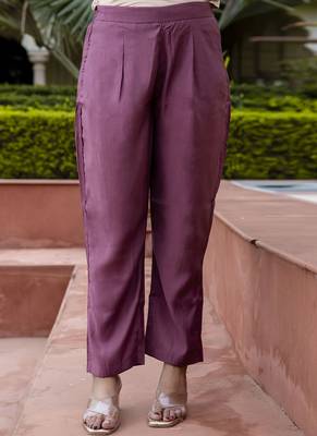 Silk blend lavender occasional wear embroidery work kurta set 4