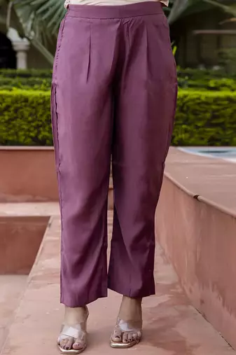 Silk blend lavender occasional wear embroidery work kurta set